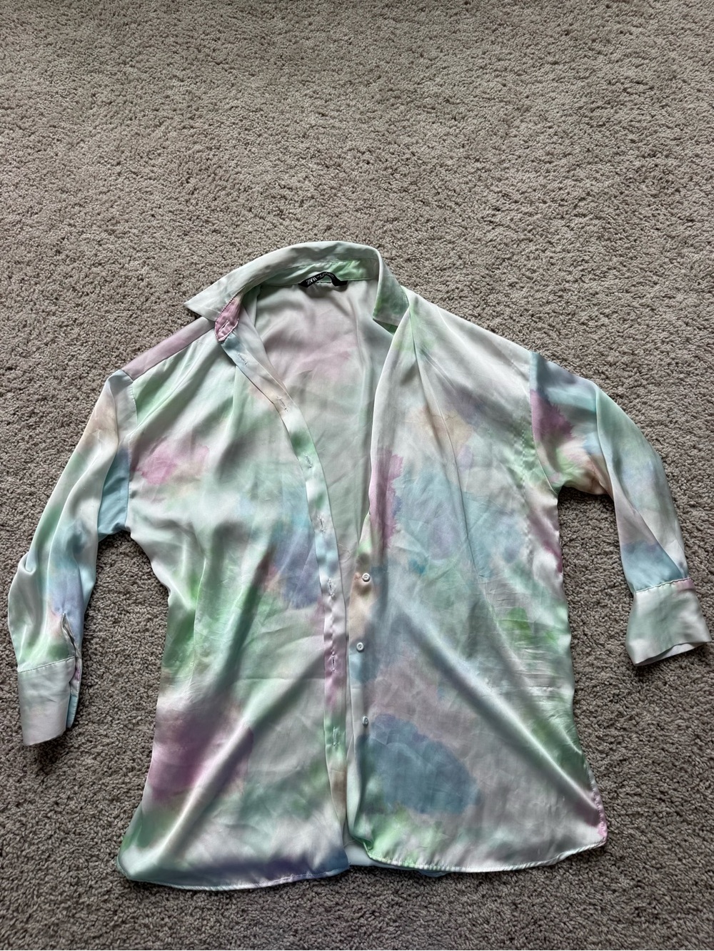 Zara White Shirt with Pale Mint Accents